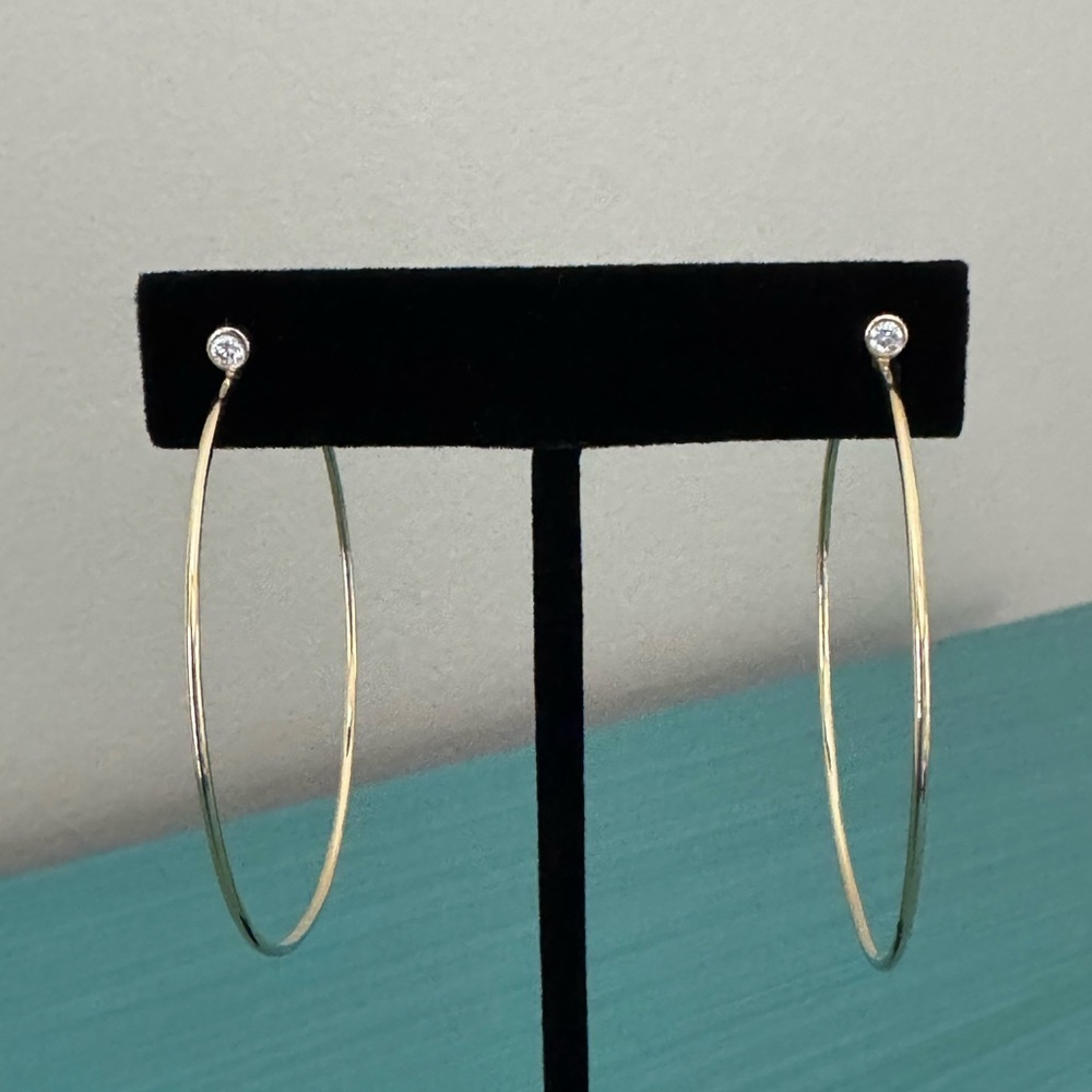 14k Gold and Diamond Hoops - Picture 11 of 13